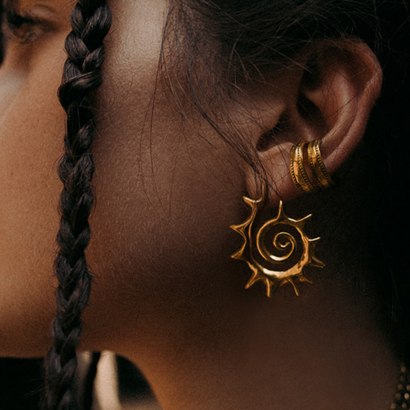 Fractal | Stud Earrings - Brass
