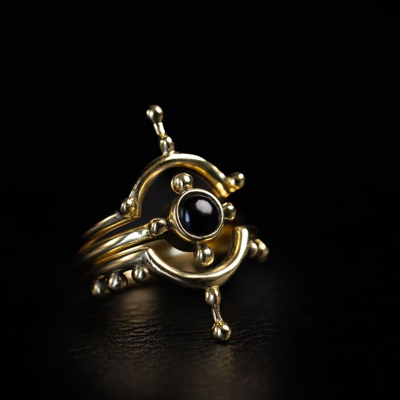 Encoded Beauty | Trio de bagues empilables - Laiton - NOIR KĀLA