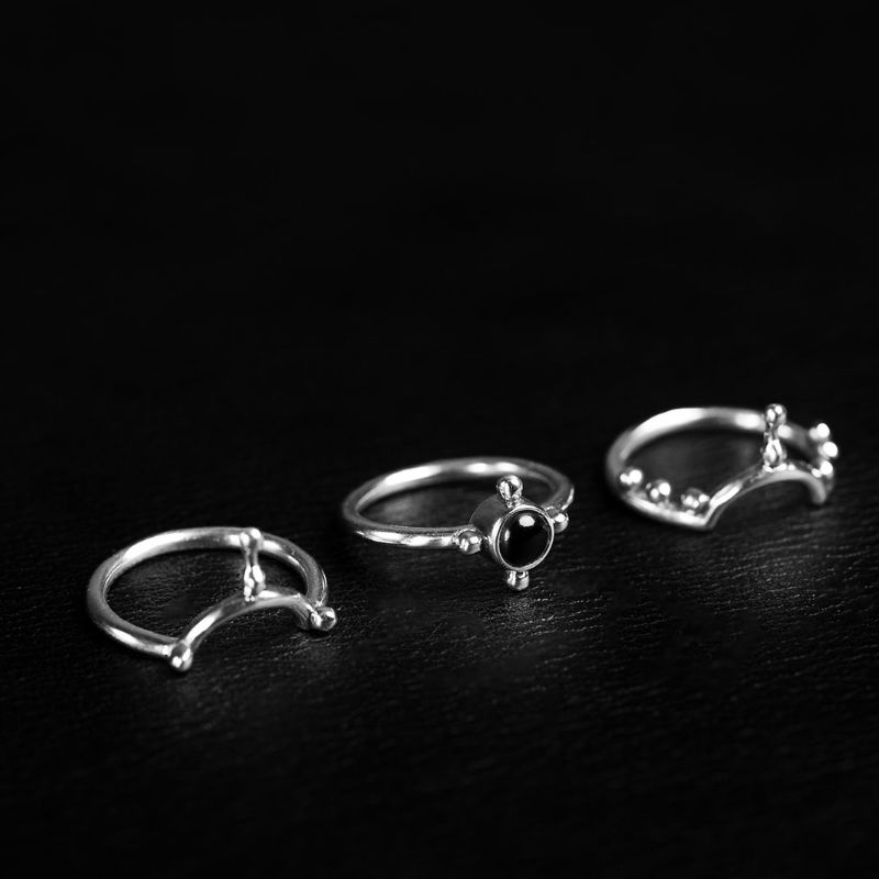 Encoded Beauty | Stacking Trio Rings – 925 Silver - NOIR KĀLA