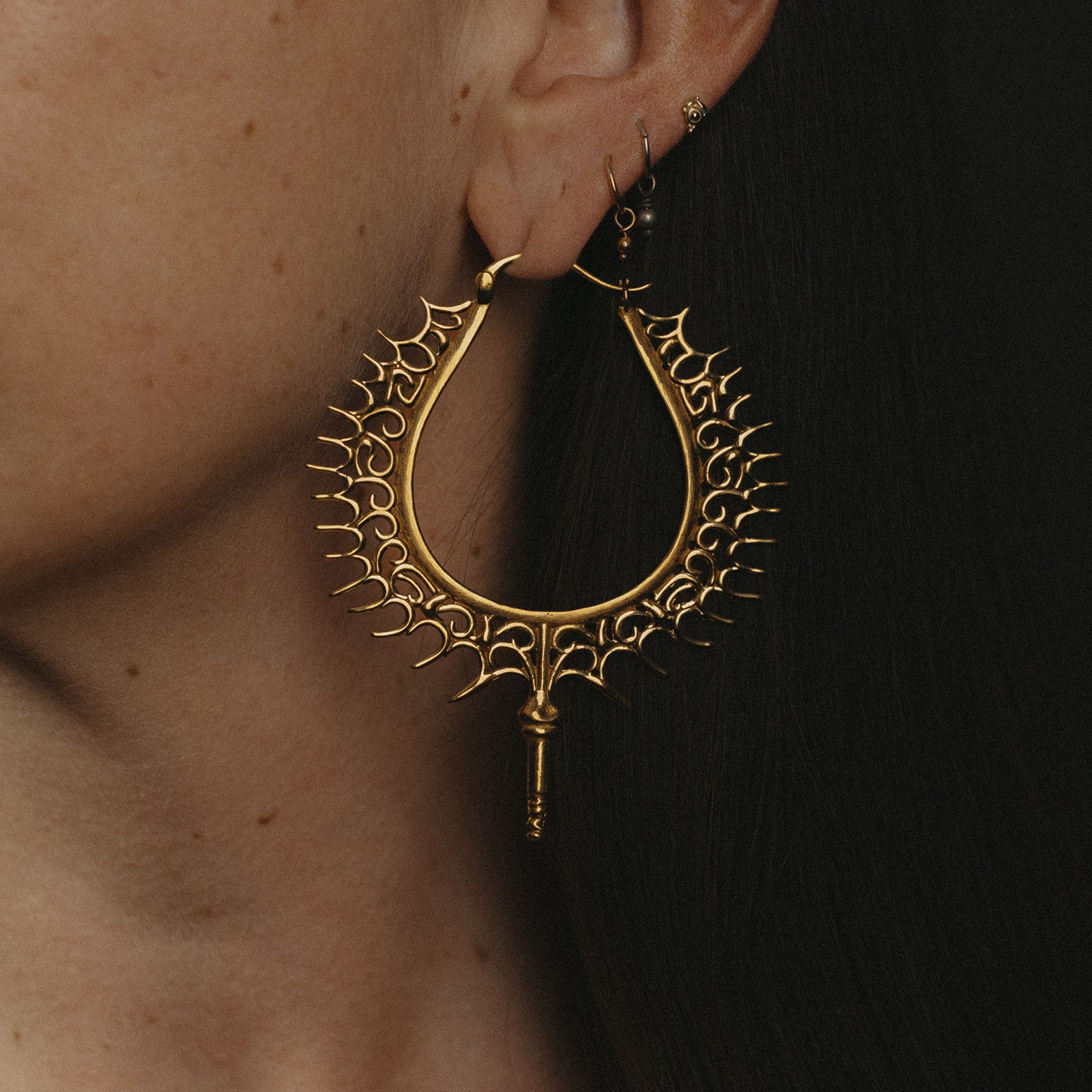 Spiked Relic | Hoop Earrings – Brass