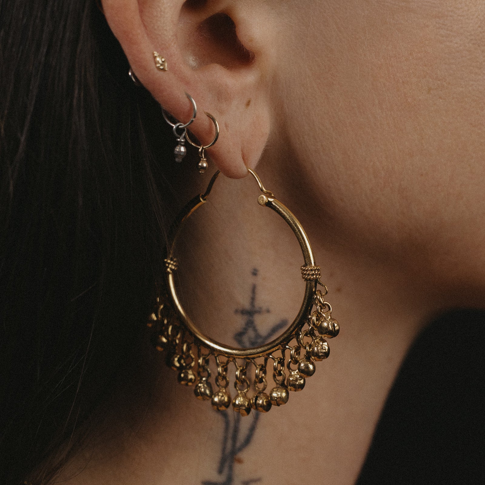 Rajasthani Bells | Hoops Earrings - Brass