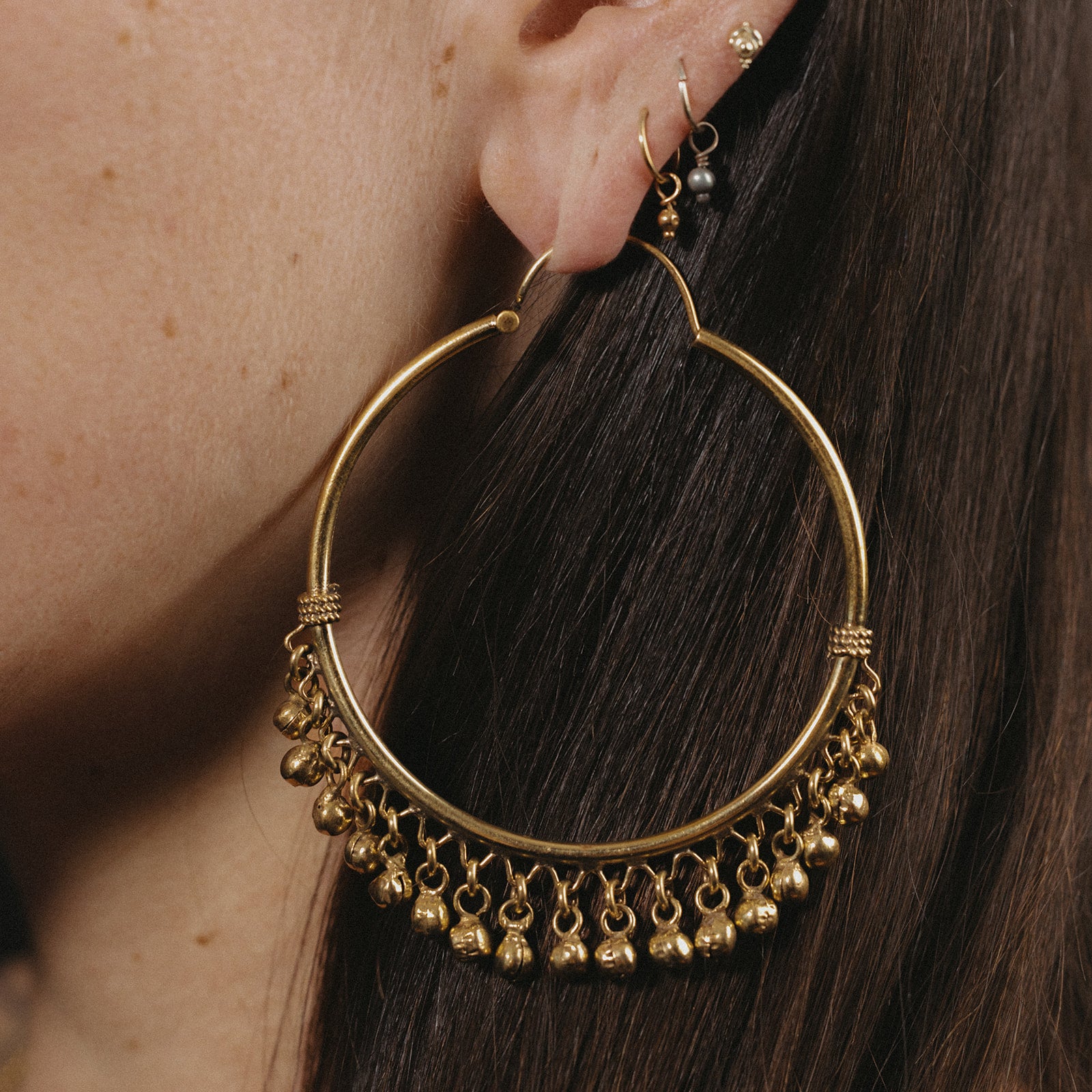 Rajasthani Bells | Hoops Earrings - Brass