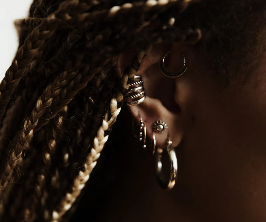 Gold vermeil double-band open-ear cuff designed to be worn without a piercing, handcrafted by Noir KĀLA artisans.